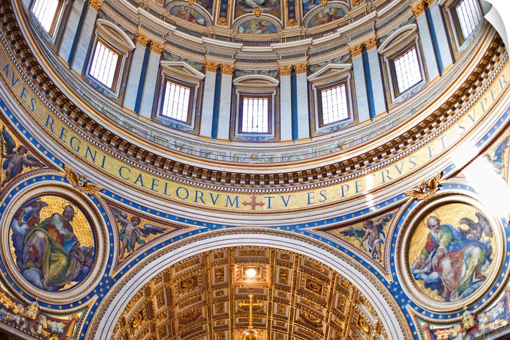 Inside the St. Peter's Basilica, Rome, Lazio, Italy, Europe. The Dome.