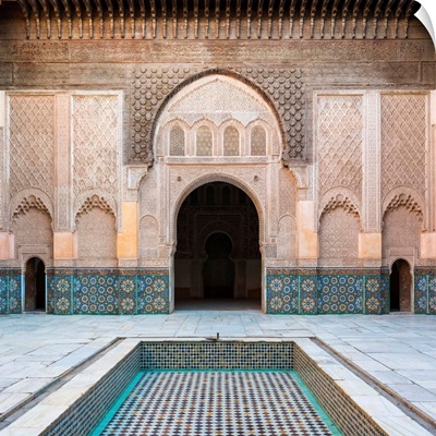 Interior courtyard of Ben Youssef Madrasa, 16th century Islamic college