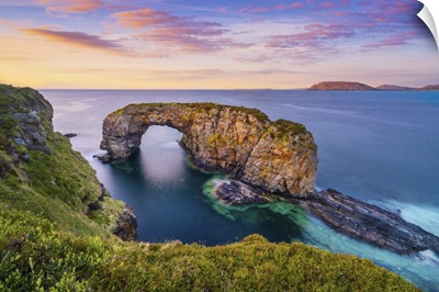 Ireland, Co. Donegal, Fanad, Great Pollet Sea Arch At Dusk