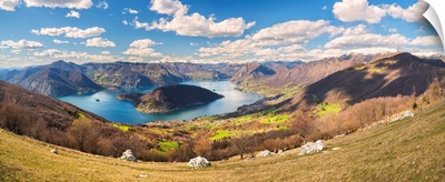 Iseo Lake In Spring Season, Lombardy District, Brescia Province, Italy.