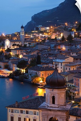 Italy, Lombardy, Lake District, Lake Garda, Limone sul Garda, aerial town view