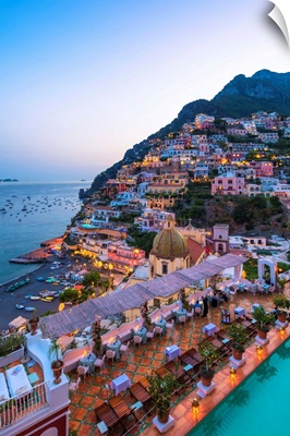 Italy-View Of The Positano Village During The Sunset, Positano, Amalfi Coast