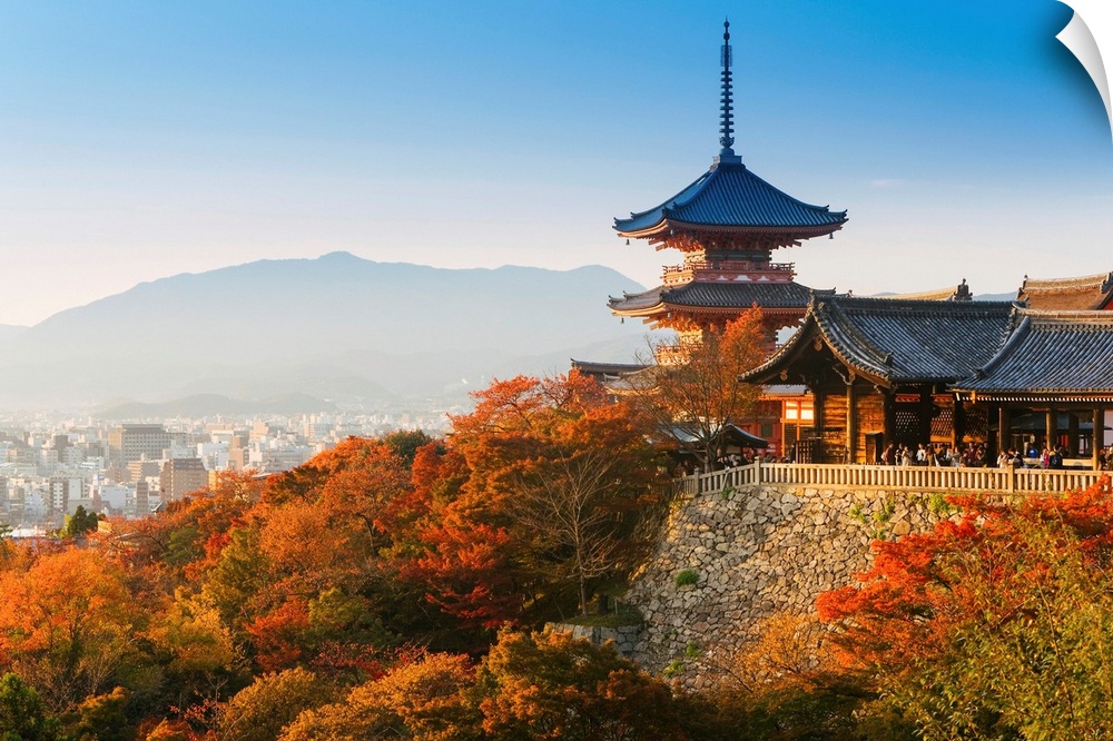 Japan, Honshu, Kansai region, Kiyomizu-Dera, this ancient temple was first built in 798 and the present buildings date fro...