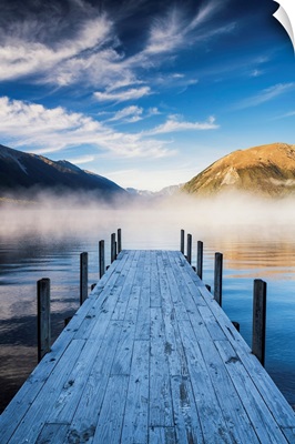 Jetty In Mist, Lake Rotoiti, New Zealand