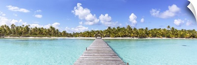 Jetty to tropical island, Tikehau atoll, Tuamotus, French Polynesia