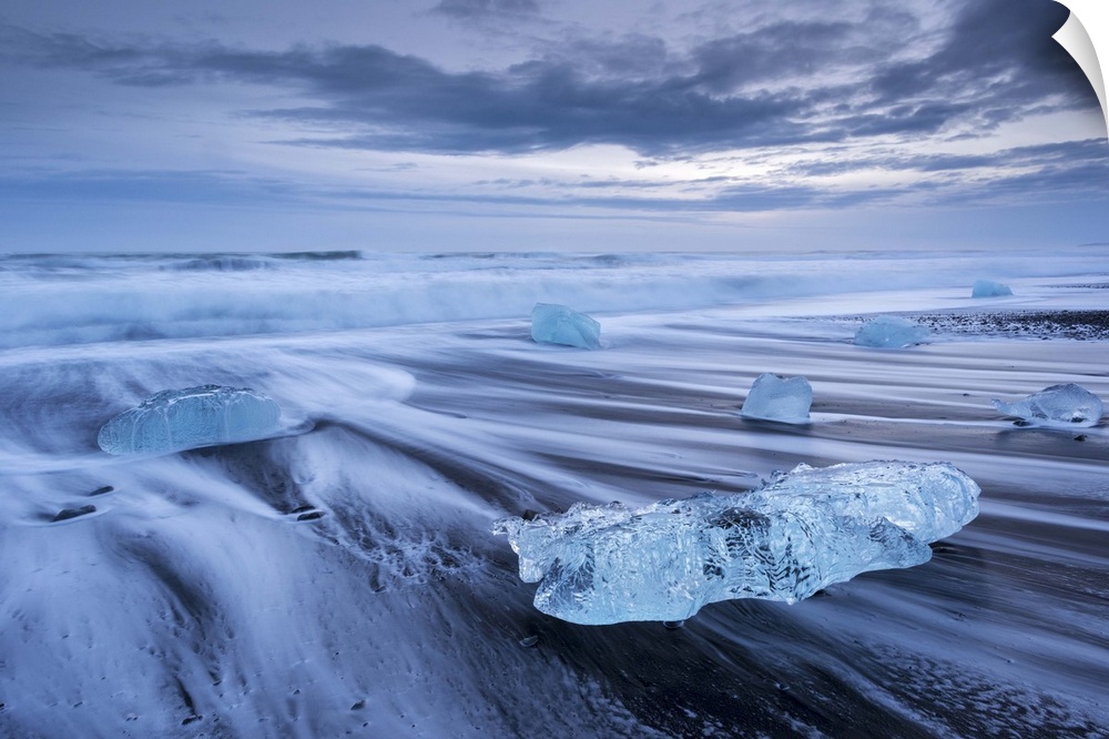 Jokulsarlon ice beach in Southern Iceland, Europe.