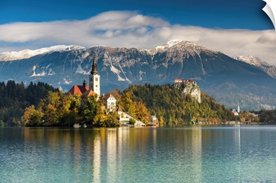 Lake Bled With Assumption Of Mary's Pilgrimage Church, Slovenia, Europe
