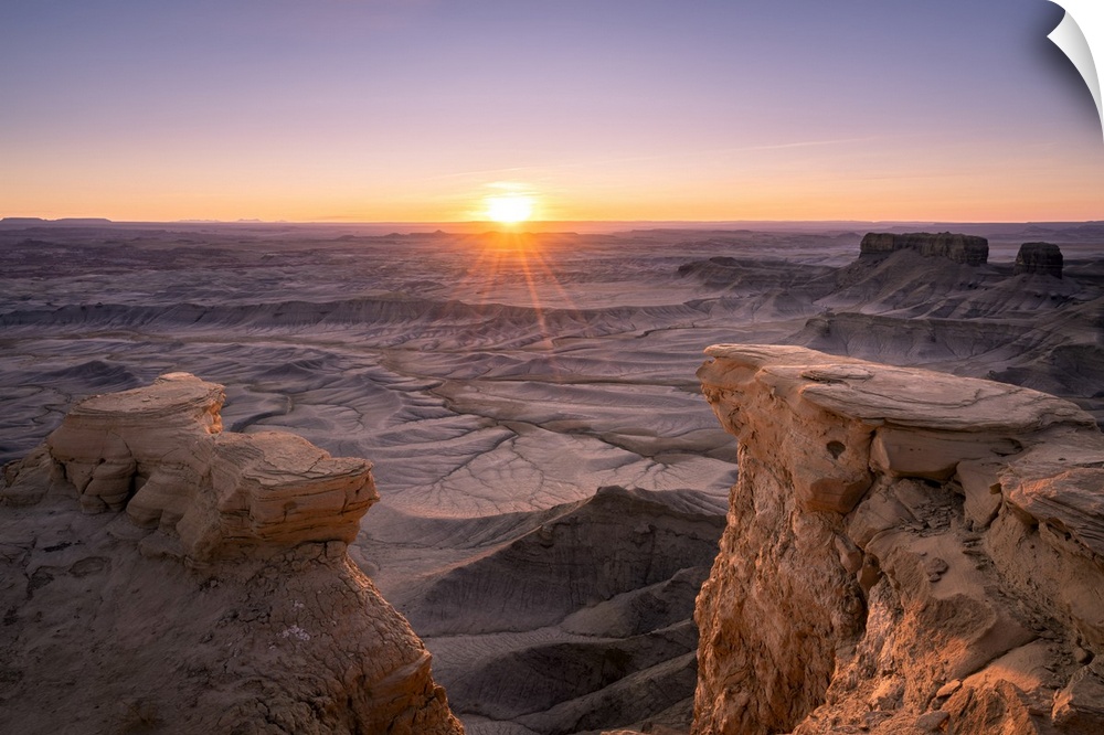 Landscape similar to Mars at sunrise, Skyline Rim Overlook, Utah, Western United States, USA