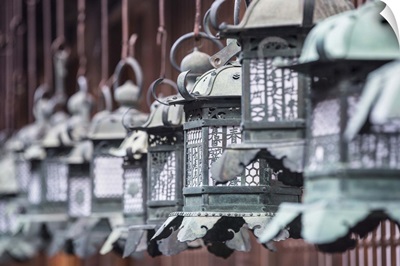 Lanterns at Kasuga Taisha Shrine at dusk, Nara, Kansai, Japan