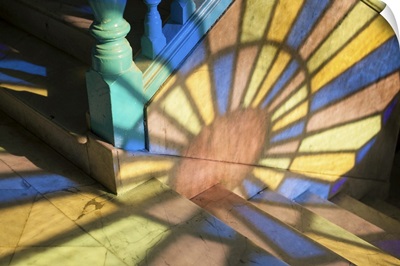 Light falling through stained glass window, in a Casa in Habana Vieja, Havana, Cuba