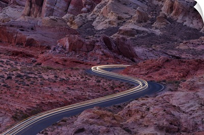 Light Trails Though Valley Of Fire State Park, Nevada