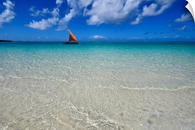 Little Fishing Boat On Paradise Beach, Close To Blue Bay, Mauritius, (Mauritian)