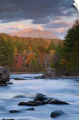 Maine, West Branch of the Penobscot River and Mount Katahdin in Baxter State Park