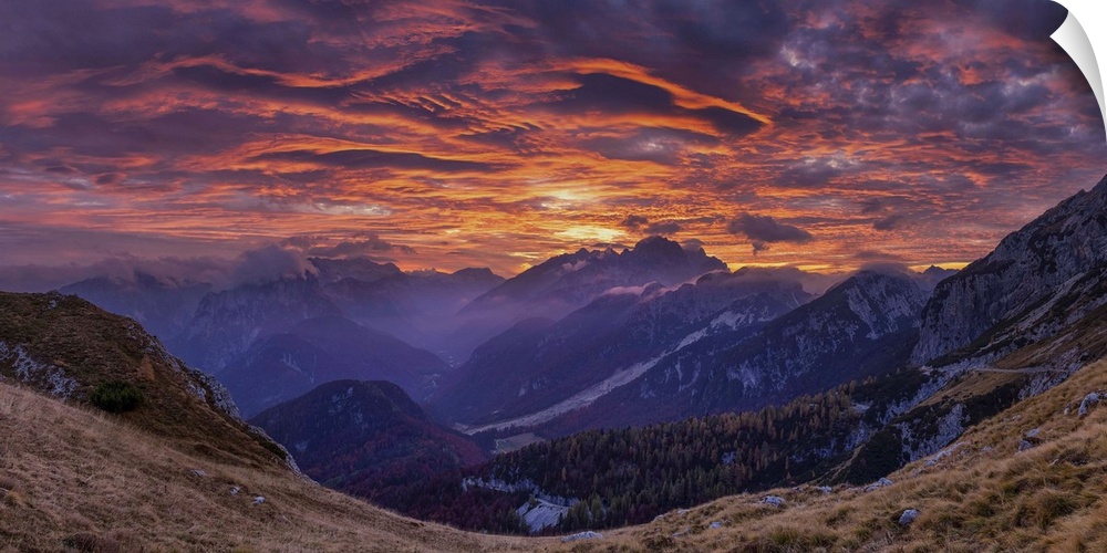 Mangart Pass at Sunset, Triglav National Park, Julian Alps, Slovenia.