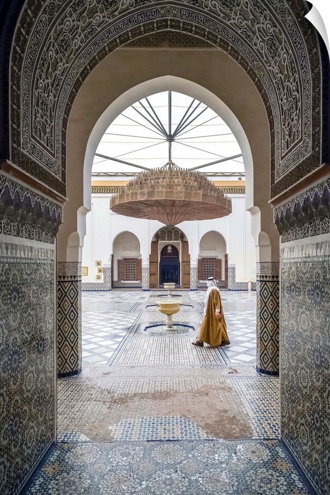 Morocco, Marrakech-Safi (Marrakesh-Tensift-El Haouz) region, Marrakesh. Marrakech Museum, housed in the 19th century Dar M...