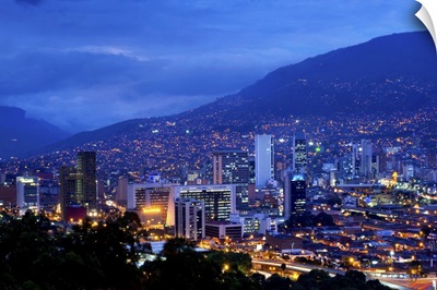 Medellin, Colombia, Elevated View Of Downtown Medellin, Aburra Valley