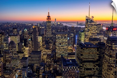 Midtown Manhattan skyline at dusk, New York