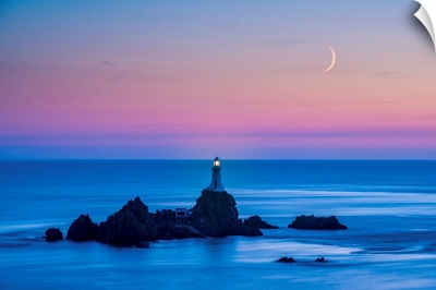 Moon Over Corbiere Lighthouse, Jersey, Channel Islands