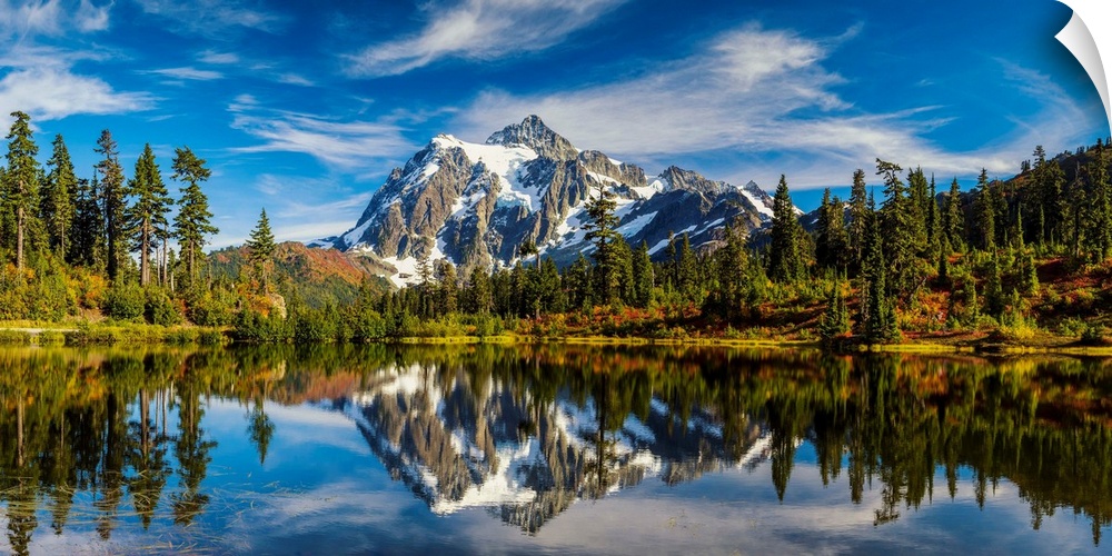 Mount Shuksan Reflecting In Picture Lake, Mt. Baker-Snoqualmie National Forest, Washington, USA