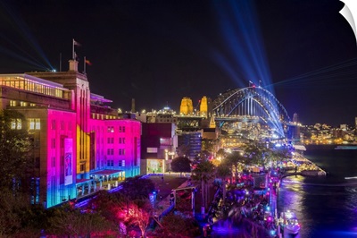 Museum Of Contempory Art And Sydney Harbour Bridge Illuminated, Sydney, Australia
