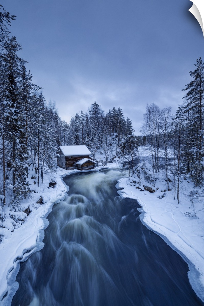 Myllykoski, the old mill along the Kitkajoki River at Oulanka National Park, Juuma, Kuusamo, Lapland, Finland, Europe