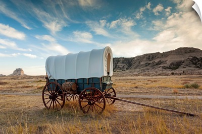 Nebraska, Scottsbluff, Scotts Bluff National Monument and pioneer wagon train