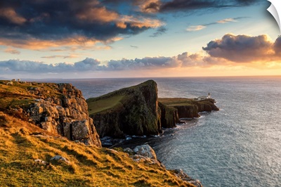 Neist Point Lighthouse At Sunset, Isle Of Skye, Highland Region, Scotland