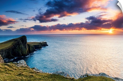 Neist Point Lighthouse At Sunset, Isle Of Skye, Highland Region, Scotland