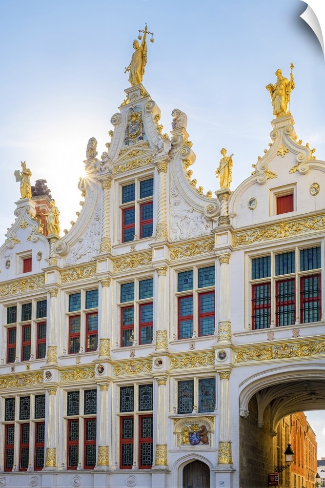 Belgium, West Flanders (Vlaanderen), Bruges (Brugge). Neoclassical facade of Brugse Vrije on Burg Square.