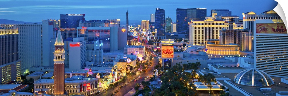 Las Vegas Strip in the evening, Nevada.