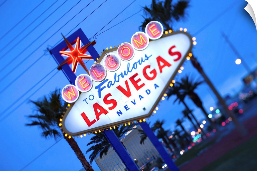 USA, Nevada, Las Vegas, Welcome to Fabulous Las Vegas Sign, defocussed