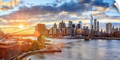 New York City, Lower Manhattan and Brooklyn Bridge