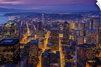 Night downtown skyline, Seattle, Washington