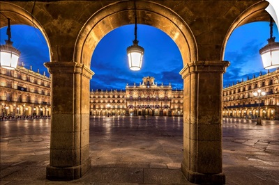 Night View Of Plaza Mayor, Salamanca, Castile And Leon, Spain