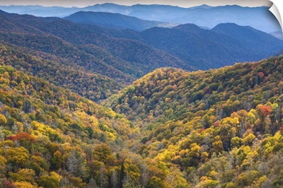 North Carolina, Great Smoky Mountains National Park, autumn panorama from Newfound Gap
