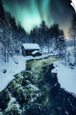 Northern Lights At Oulanka National Park In Winter, Oulu, Finland