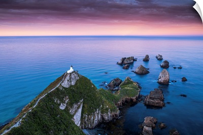 Nugget Point Lighthouse At Sunrise, New Zealand