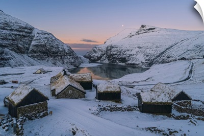 Old Farm In Saksun Covered By Snow, Streymoy, Faroe Islands