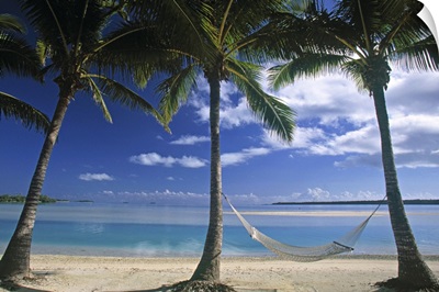 Palms and Hammock, Akitua Motu, Aitutaki, Cook Islands