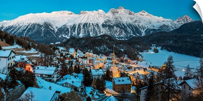 Panoramic winter view of St. Moritz, Graubunden, Switzerland