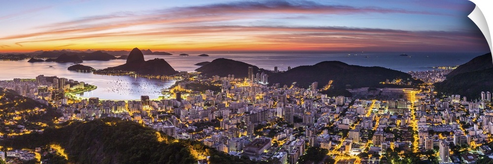 Pao Acucar or Sugar loaf mountain and the bay of Botafogo, Rio de Janeiro, Brazil, South America.