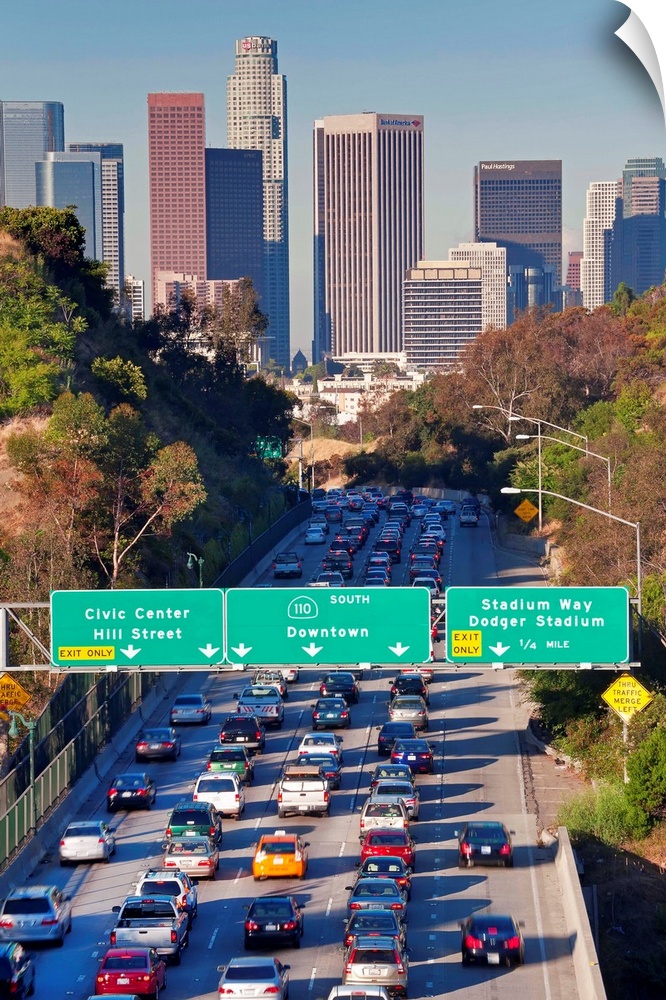 Pasadena Freeway (CA Highway 110) Leading to Downtown Los Angeles, California, United States of America