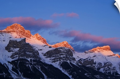 Peaks Of Mt. Rundle At Sunrise From Canmore, Banff National Park, Alberta, Canada