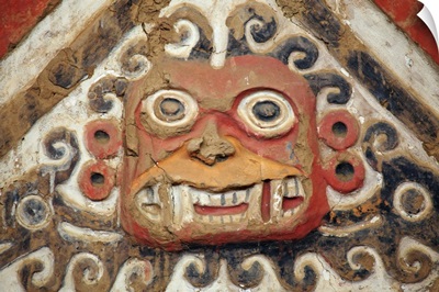 Peru, La Libertad, Trujillo, detail of a mural on the Moche Temple of the Moon