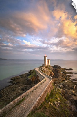 Petit Minou Lighthouse At Sunset, Plouzane Village, Finistere, Brittany, France