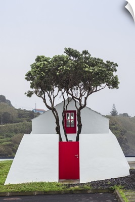 Portugal, Azores, Pico Island, Lajes do Pico, harborfront building