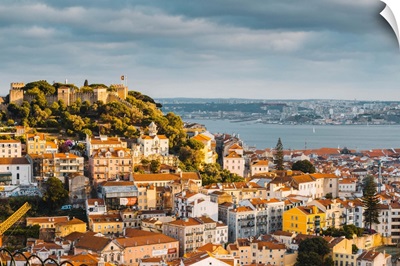 Portugal, Lisbon, Skyline And Sao Jorge Castle