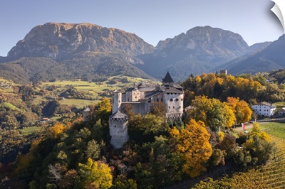 Prosels Castle In Autumn, Fie Allo Sciliar, Dolmites, Trentino Alto Adige, Italy