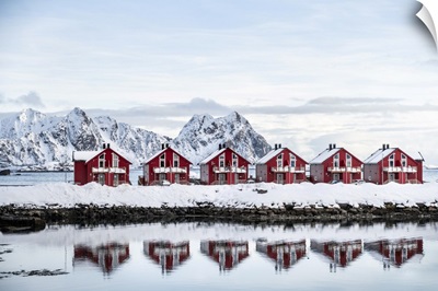 Red Houses In Svolvaer, Lofoten Islands, Nordland, Norway