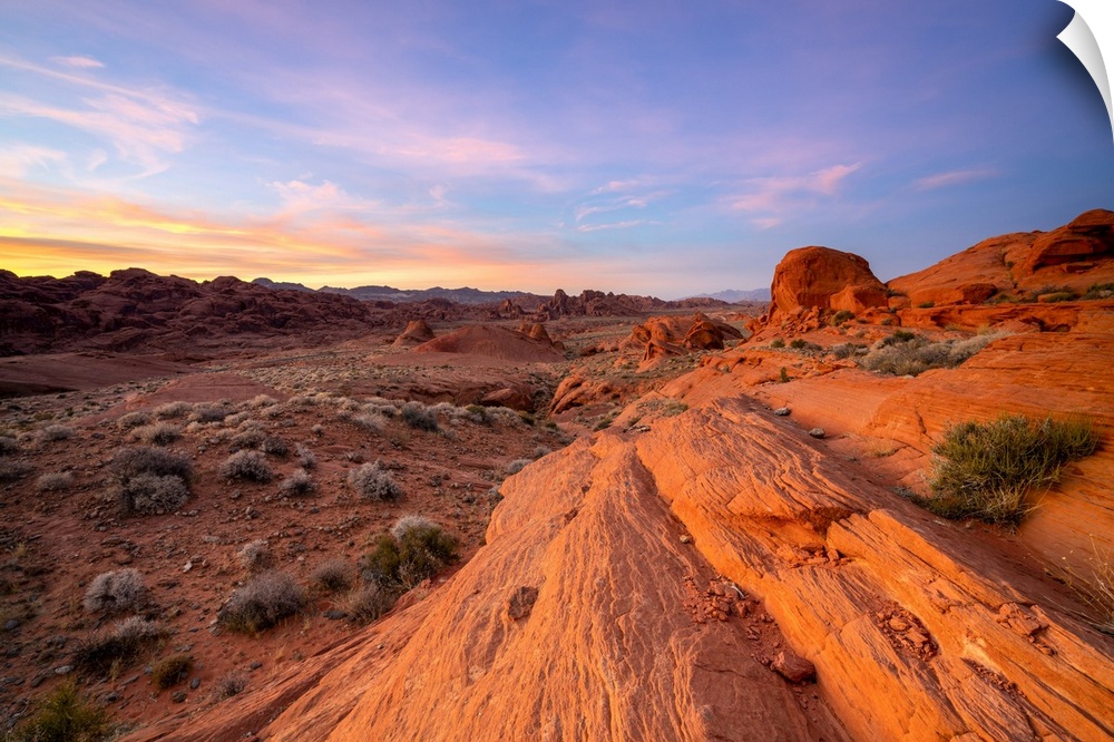 Red rocks at White Domes area at sunset, Valley of Fire State Park, Nevada, Western United States, USA
